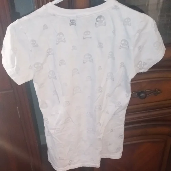 White SoCal Skull Pattern Women's Tee - Picture 3 of 3